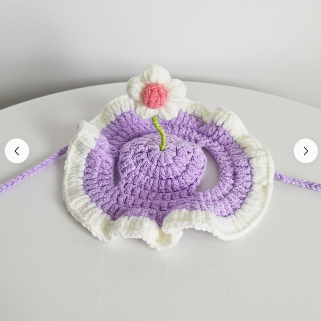 Neo's Handmade Pet Flower Crochet Hat